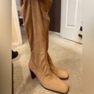 Tan calf boots.